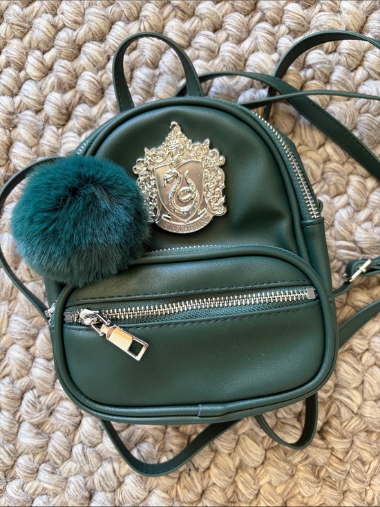Wizarding World Of Harry Potter Handbags - Green Mini Backpack Crossbody Bag with Pom Pom *never used